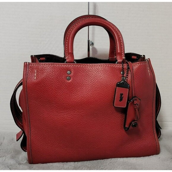 COACH 1941 RED PEBBLE LEATHER ROGUE 30 /31 BAG 38124 - Picture 1 of 11